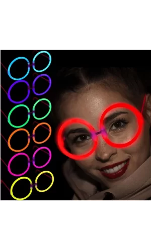 Nessiworld    Glow Stick Yuvarlak Gözlük - Glow Partisi Gözlükleri - Glow Stick Gözlük 12 Adet