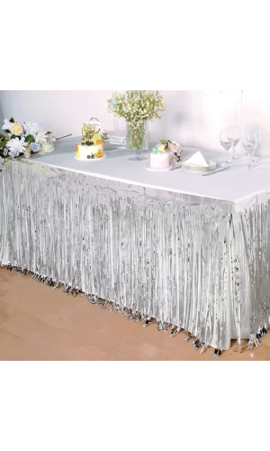 Nessiworld Gümüş Metalize Masa Eteği 275x75 cm – Kendinden Yapışkanlı