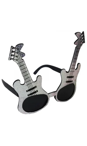 Nessiworld  Gümüş Renk Rockn Roll Gitar Şekilli Parti Gözlüğü 15x15 cm
