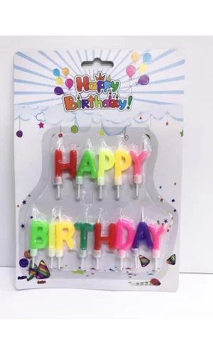 Nessiworld  Happy Birthday Yazılabilen Rengarenk Doğum Günü Mumu