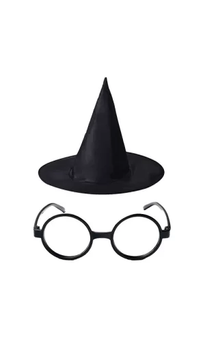 Nessiworld Harry Potter Büyücü Şapkası ve Harry Potter Büyücü Gözlüğü Siyah Renk