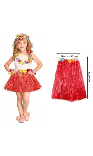 Nessiworld  Hawaii Hula Eteği Kırmızı Renk 40 cm