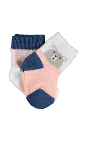 Nessiworld      Hello Teddy Bear 2Li Kız Çorap 68404 Ekru Somon