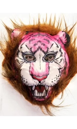 Nessiworld  Kahverengi Saçlı Pembe Yüz Kurt Maske Kaplan Maske Mega Peluş 26 No