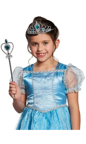Nessiworld  Karlar Ülkesi Elsa Mavi Kalpli Taç ve Mavi Asa Seti Çocuk Boy