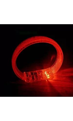 Nessiworld Kırmızı Led Işıklı Baskı Yapılabilen Pilli Bileklik Bilezik 1,5 cm Genişlik