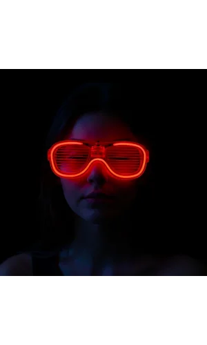 Nessiworld Kırmızı Led Işıklı Parti Gözlüğü - Neon Glow Şerit Gözlük 3 Modlu