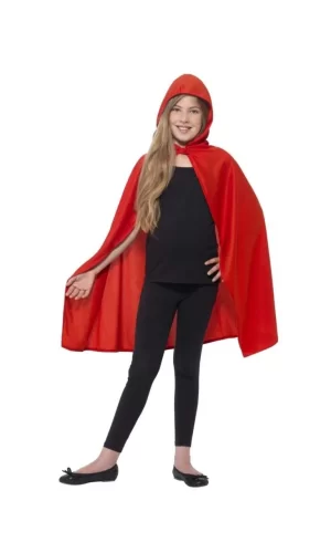 Nessiworld Kırmızı Renk Kapşonlu Kumaş Pelerin 90 cm