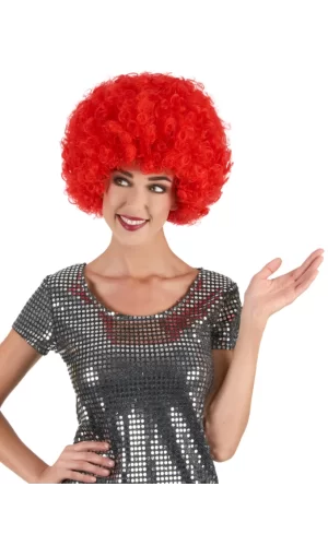 Nessiworld    Kırmızı Renk Kıvırcık Afro Bonus Peruk