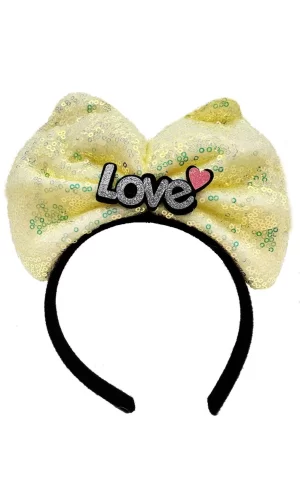 Nessiworld    Led Işıklı 3 Farklı Fonksiyonda Yanan Gümüş Love Yazılı Sarı Fiyonk Taç 20X17 cm