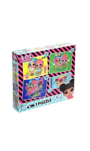 Nessiworld LOL7627 Laço Kids L.O.L. 4ü1 Kutuda Puzzle / 6+12+16+25 Parça Puzzle