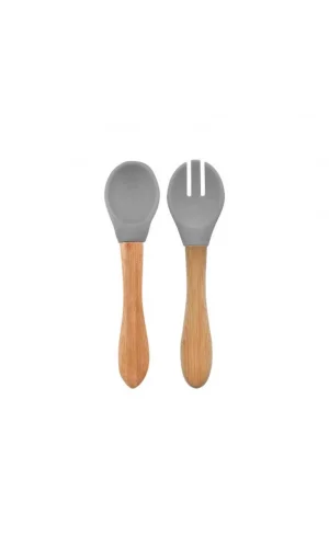 Nessiworld   Mama Kaşığı ve Çatal Seti Powder Grey