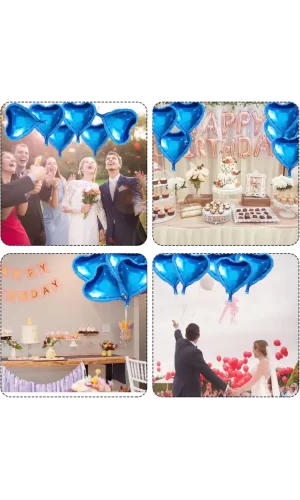 Nessiworld  Metalize Parlak Mavi Kalp Şekilli Uçan Balon Folyo 18 inç 45 cm 25 Adet