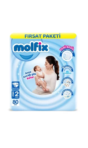 Nessiworld  Molfix Bebek Bezi Fırsat Paketi 2 Beden 3-6 Kg 80 Adet