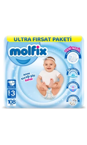 Nessiworld  Molfix Bebek Bezi Ultra Fırsat Paketi 3 Beden 4-9 Kg 108 Adet