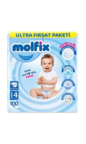 Nessiworld  Molfix Bebek Bezi Ultra Fırsat Paketi 4 Beden 7-14 Kg 100 Adet