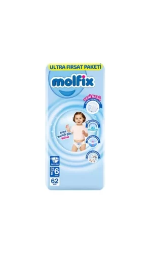 Nessiworld  Molfix Bebek Bezi Ultra Fırsat Paketi 6 Beden 15+ Kg 62 Adet