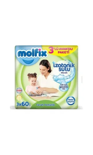 Nessiworld  Molfix İzotonik Sulu Ferah Temizlik Islak Havlu Mendil 3Lü 180 Yaprak