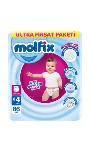 Nessiworld Molfix Külot Bez Ultra Fırsat Paketi 4 Beden 9-14 Kg 86 Adet
