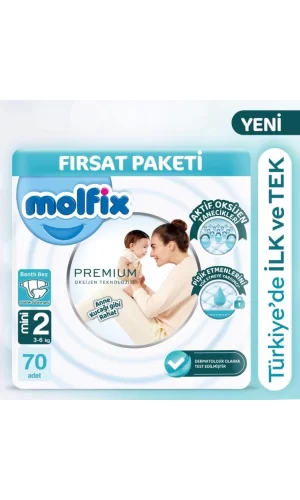 Nessiworld  Molfix Premium Bebek Bezi Fırsat Paketi 2 Beden 3-6 Kg 70 Adet