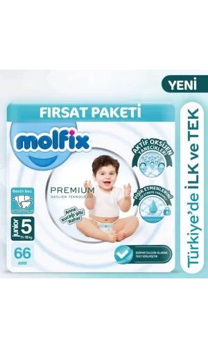 Nessiworld  Molfix Premium Bebek Bezi Ultra Fırsat Paketi 5 Beden 11-18 Kg 66 Adet
