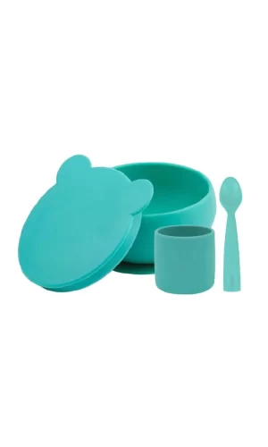 Nessiworld OiOi Blw I Silikon Beslenme Seti 3Lü (Kaseli) Aqua Green