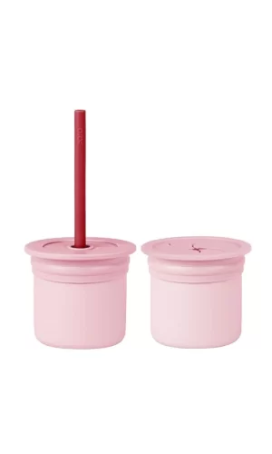 Nessiworld  OiOi Ham+Hüp Pipetli Silikon Bardak Seti Pinky Pink / Velvet Rose