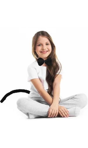 Nessiworld  Peluş Siyah Renk Kuyruk ve Papyon Yetişkin Çocuk Uyumlu