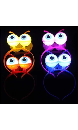 Nessiworld  Rengarenk 3 Farklı Fonksiyonda Yanan Led Işıklı Uzaylı Göz Taç 1 Adet 18x12 cm