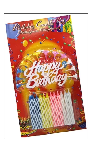 Nessiworld  Rengarenk Mumlu Beyaz Happy Birthday Yazılı Doğum Günü Mumu 12 Adet