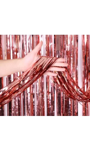 Nessiworld Rose Gold Püsküllü Kapı Perdesi - Parti, Bekarlığa Veda, Doğum Günü 1x2 m