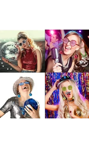 Nessiworld  Sallanan Disko Top Küpeli Gözlük Retro Hawaii 5 Renk 6 Adet