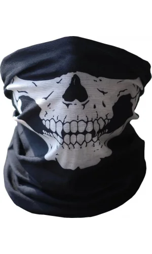 Nessiworld  Siyah Renk Dikişsiz Çok Fonksiyonlu Çene Kafatası Yüz Maskesi Baf Buff Bandana Boyunluk Bileklik