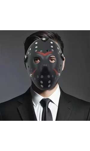 Nessiworld    Siyah Renk Kırmızı Çizgili Tam Yüz Hokey Jason Maskesi Hannibal Maskesi