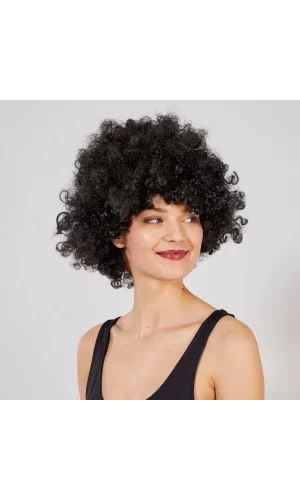 Nessiworld  Siyah Renk Kıvırcık Afro Bonus Peruk