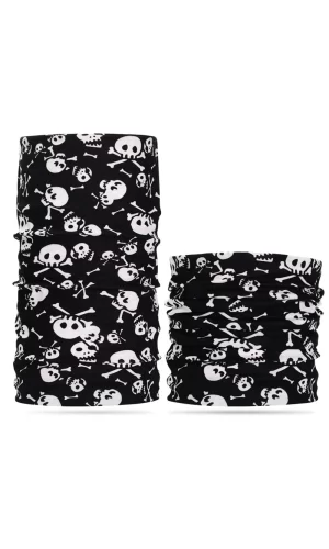 Nessiworld  Siyah Renk Üzeri Beyaz Kemik Kafatası İskelet Baskılı Baf Buff Bandana 30x48 cm