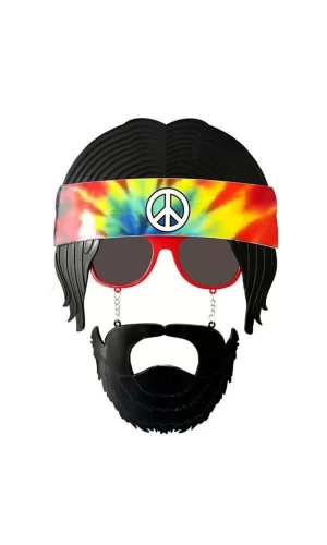 Nessiworld    Siyah Saçlı Bandana Tasarımlı Hippi Parti Gözlüğü 26x18 cm