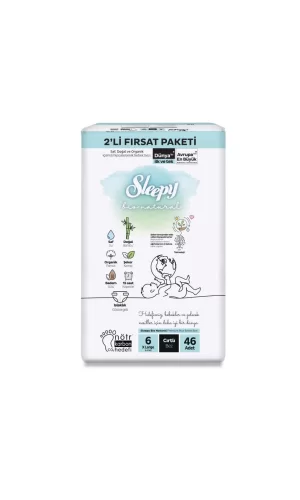Nessiworld  Sleepy Bio Natural Bebek Bezi 2Li Fırsat Paketi 6 Beden 46 Adet
