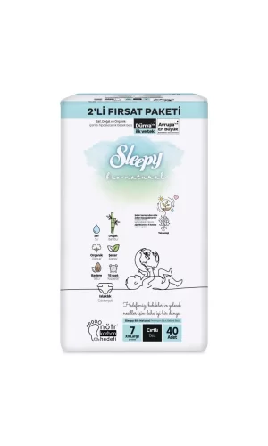Nessiworld  Sleepy Bio Natural Bebek Bezi 2Li Fırsat Paketi 7 Beden 40 Adet