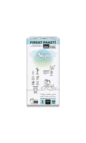 Nessiworld  Sleepy Bio Natural Bebek Bezi Fırsat Paketi 2 Beden 48 Adet