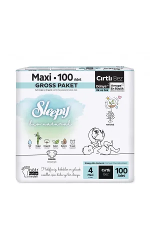 Nessiworld  Sleepy Bio Natural Bebek Bezi Gross Paket 4 Beden 100 Adet