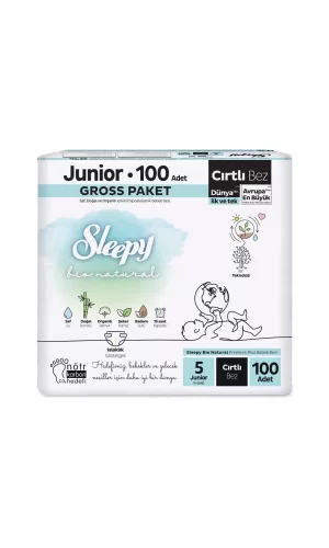 Nessiworld  Sleepy Bio Natural Bebek Bezi Gross Paket 5 Beden 100 Adet