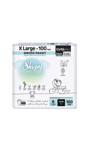 Nessiworld  Sleepy Bio Natural Bebek Bezi Gross Paket 6 Beden 100 Adet