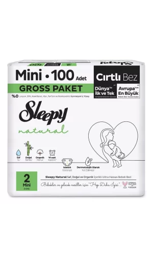 Nessiworld  Sleepy Natural Bebek Bezi Gross Paket 2 Beden 3-6 Kg 100 Adet