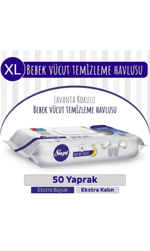 Nessiworld  Sleepy XL Lavanta Kokulu Bebek Vücut Temizleme Mendili 50 Yaprak