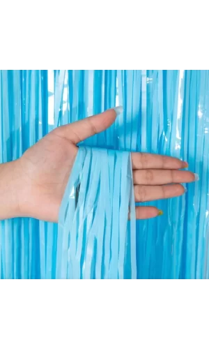 Nessiworld Soft Mavi Püsküllü Kapı Perdesi - Parti, Baby Shower, Sünnet Süsü 1x2 m