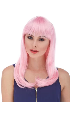 Nessiworld  Soft Pembe Renk Uzun Düz Parti Peruğu