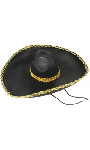 Nessiworld  Sombrero Meksika Şapkası Mariachi Altın Şeritli Yetişkin Boy