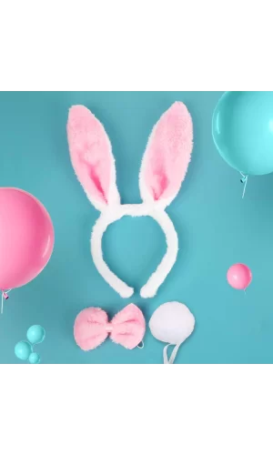 Nessiworld  Tavşan Kostüm Seti Taç Papyon Kuyruk Pembe Renk