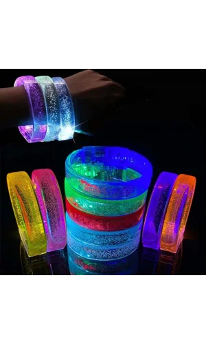 Nessiworld Turuncu Led Işıklı Baskı Yapılabilen Pilli Bileklik Bilezik 1,5 cm Genişlik